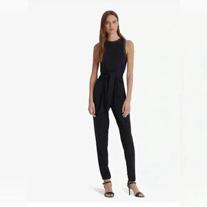 Lauren Ralph Lauren Women's Blue Tie-Front Sleeveless Jumpsuit PM
